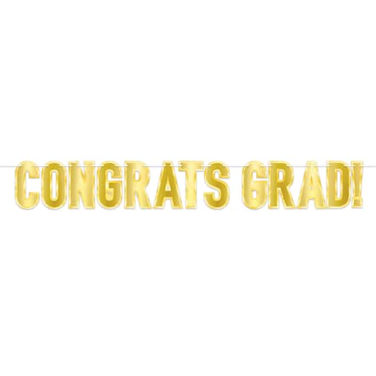 Beistle 5.25ft. Gold Foil Congrats Grad! Streamer